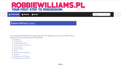 Desktop Screenshot of lyrics.robbiewilliams.pl